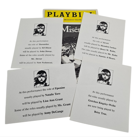 Les Miserables Broadway Theatre Playbill & Ticket Stub (2) July 1989 Baryshnikov - Picture 7 of 7